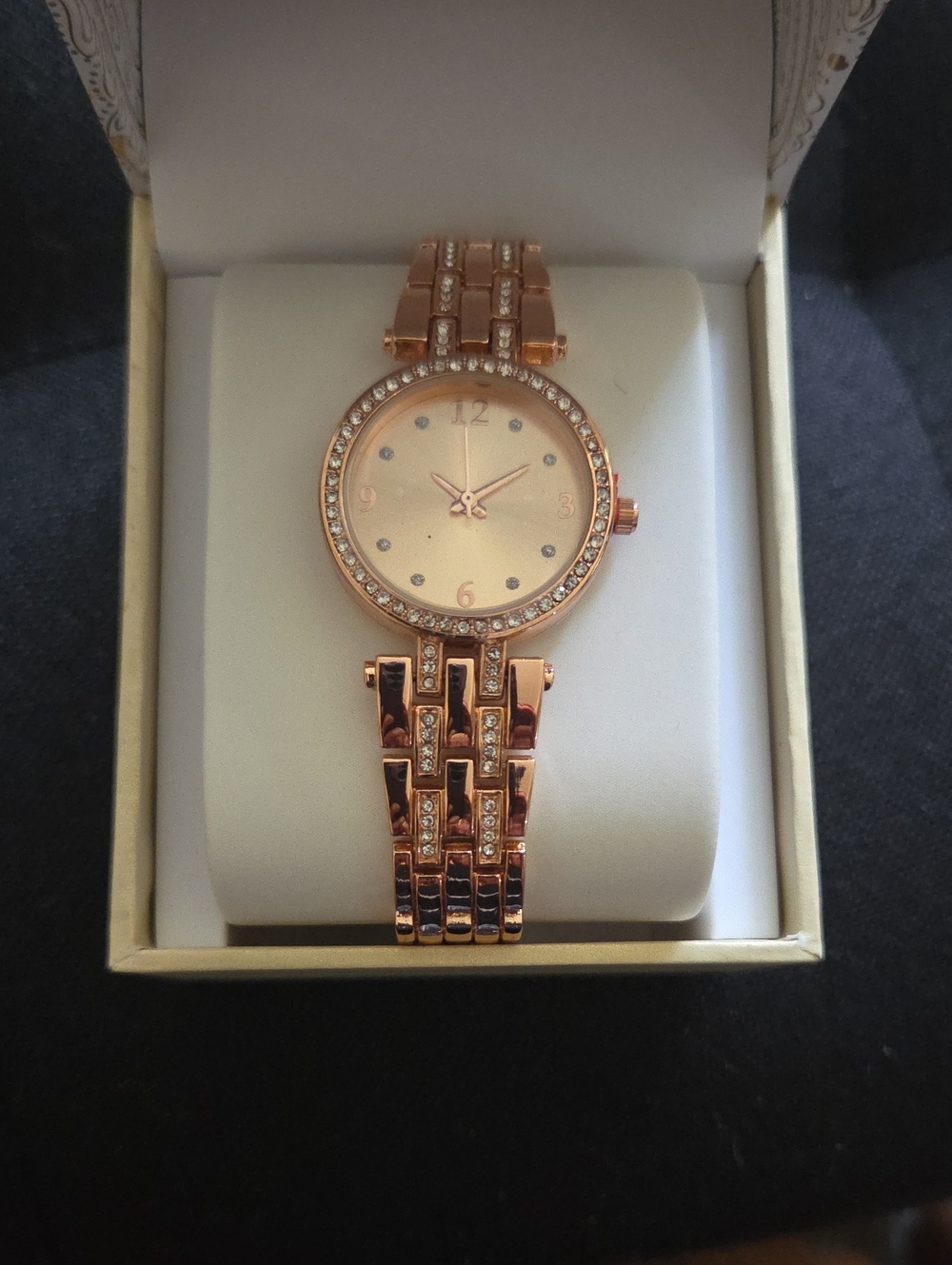 Rose Gold Crystal Accent Women's Bracelet Watch